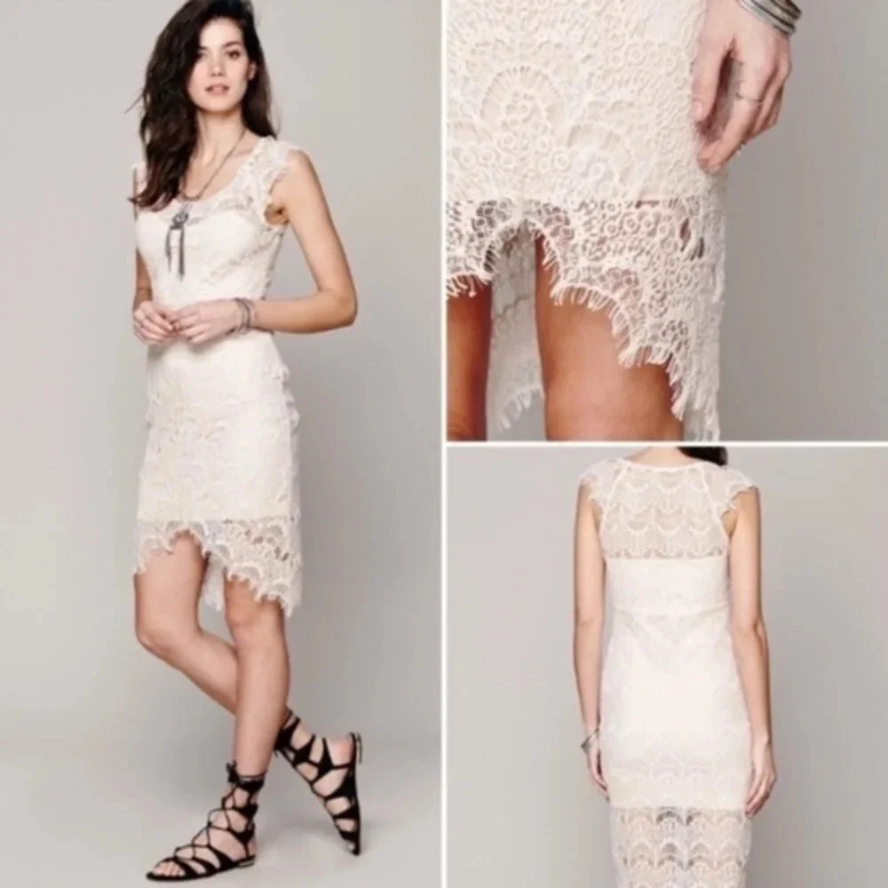 Free People Peek-A-Boo  Lace Dress XS